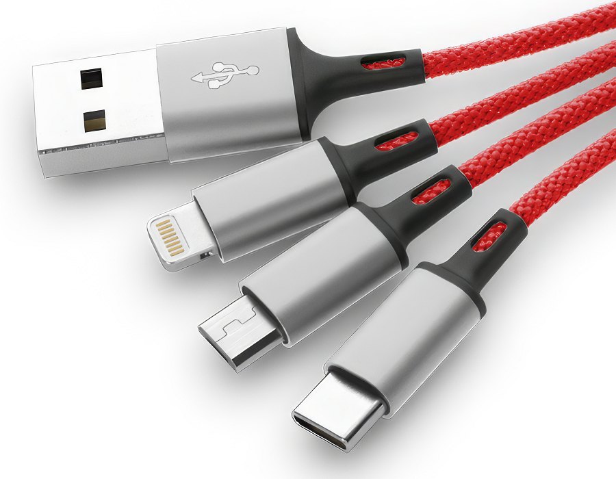 Connectors of the braided 3 in 1 charging cable