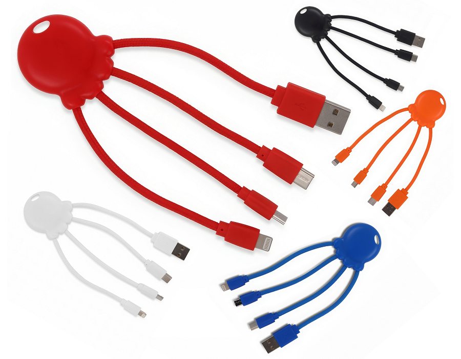Branded multi device charging cable